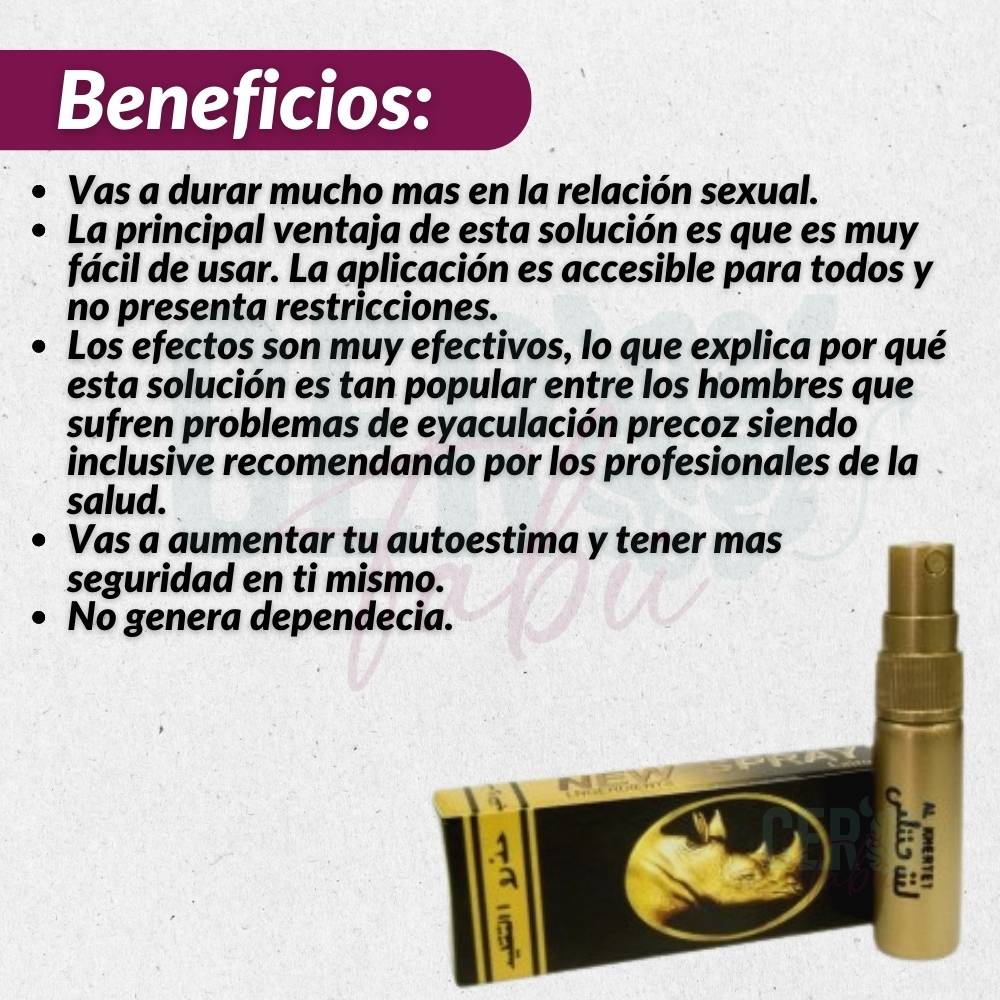 Retardante Masculino Rhino Dorado Spray Cero tabú